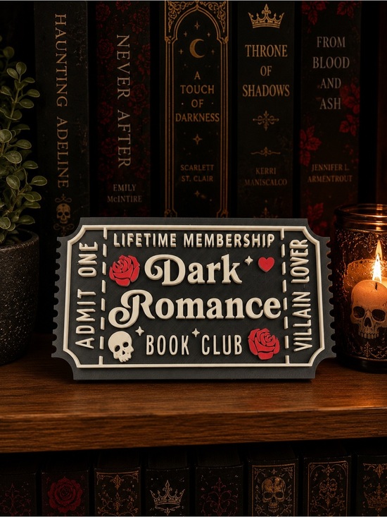 Handmade Other - Dark Romance Book Club Sign - Gray, White & Red